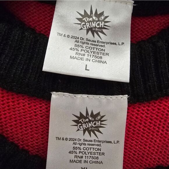 Nwt Men's Dr. Suess The Grinch Ugly Sweater Christmas Naughty or Nice? - Picture 4 of 6